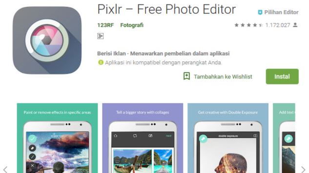 Aplikasi Edit Foto Android Pixlr